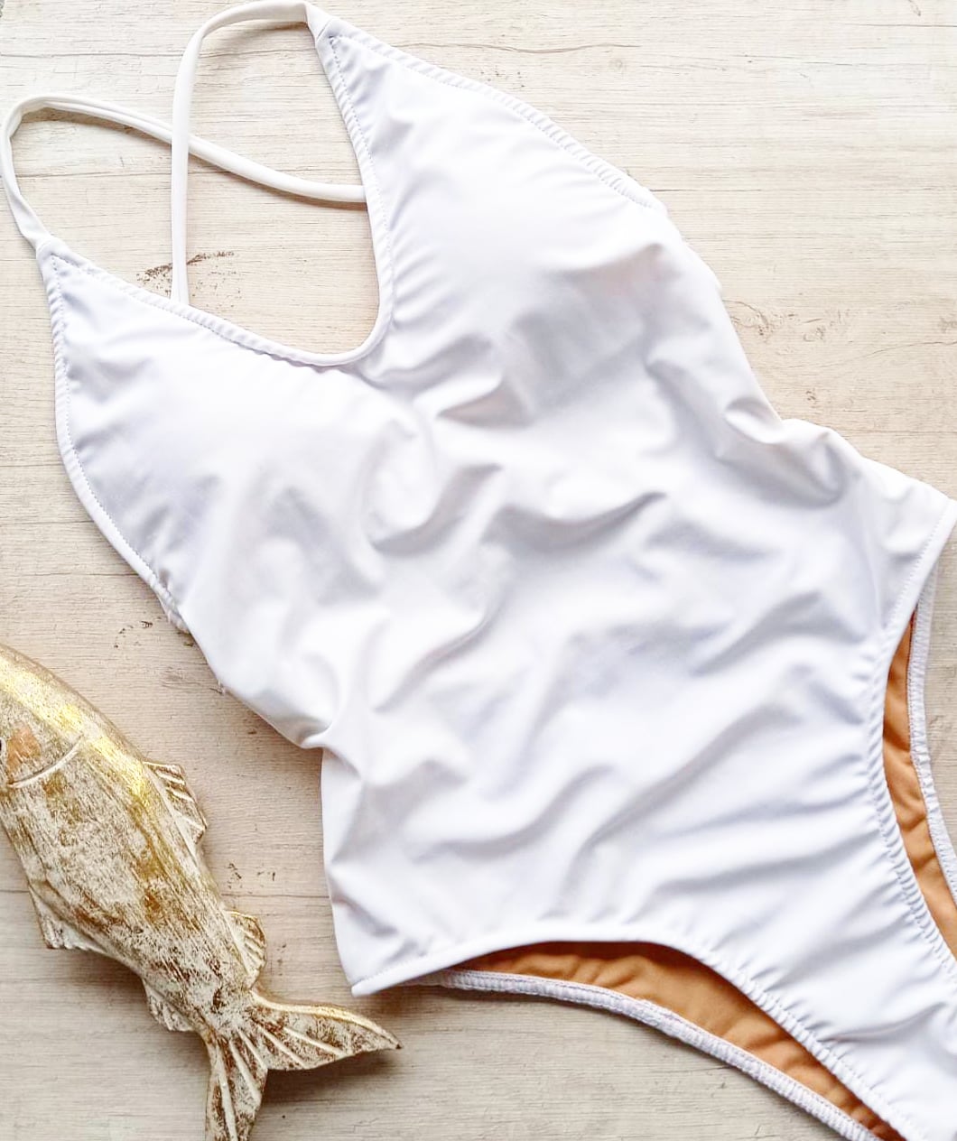 Traje baño white crossed Black