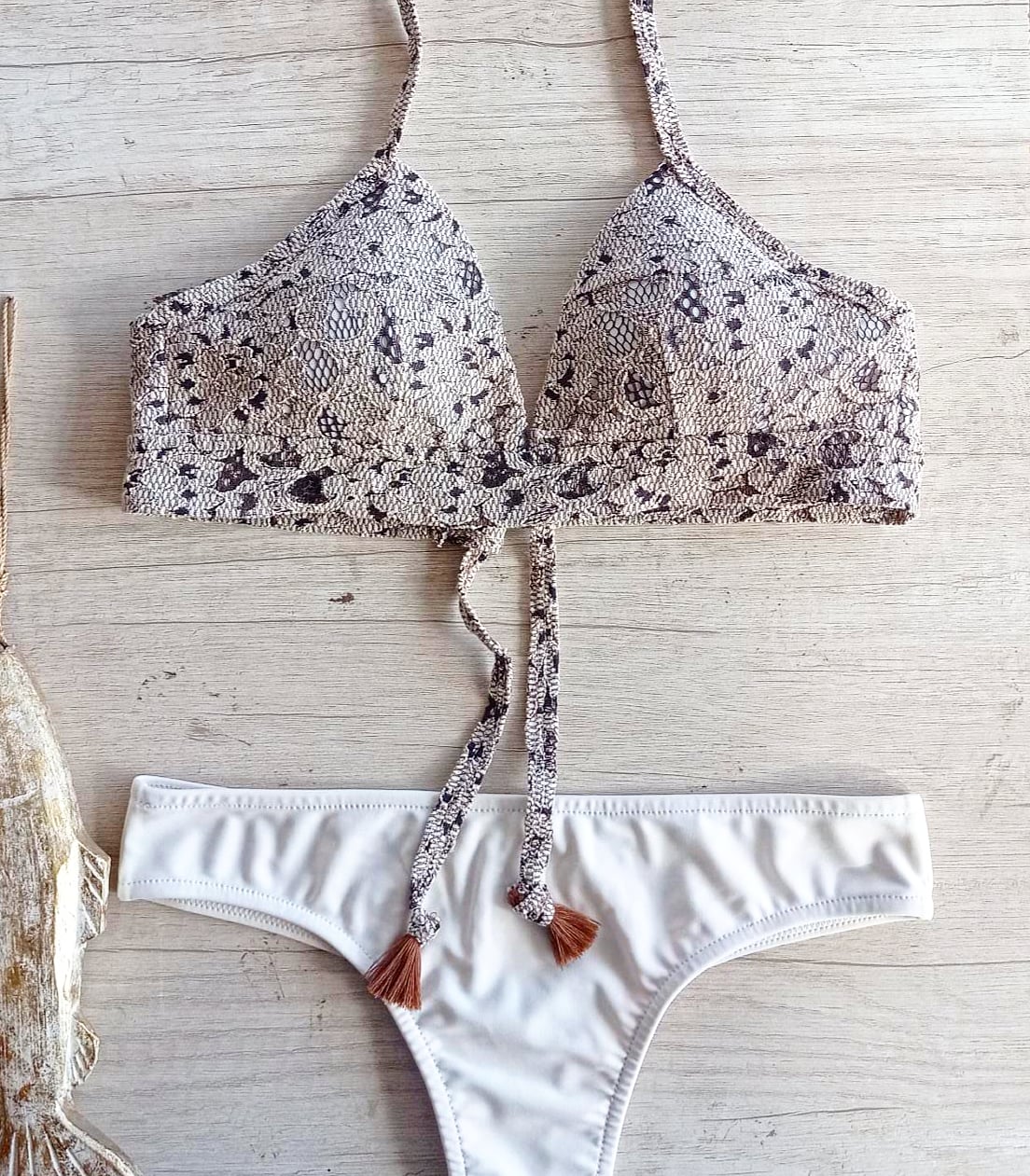 Midy top macramé y culote blanco