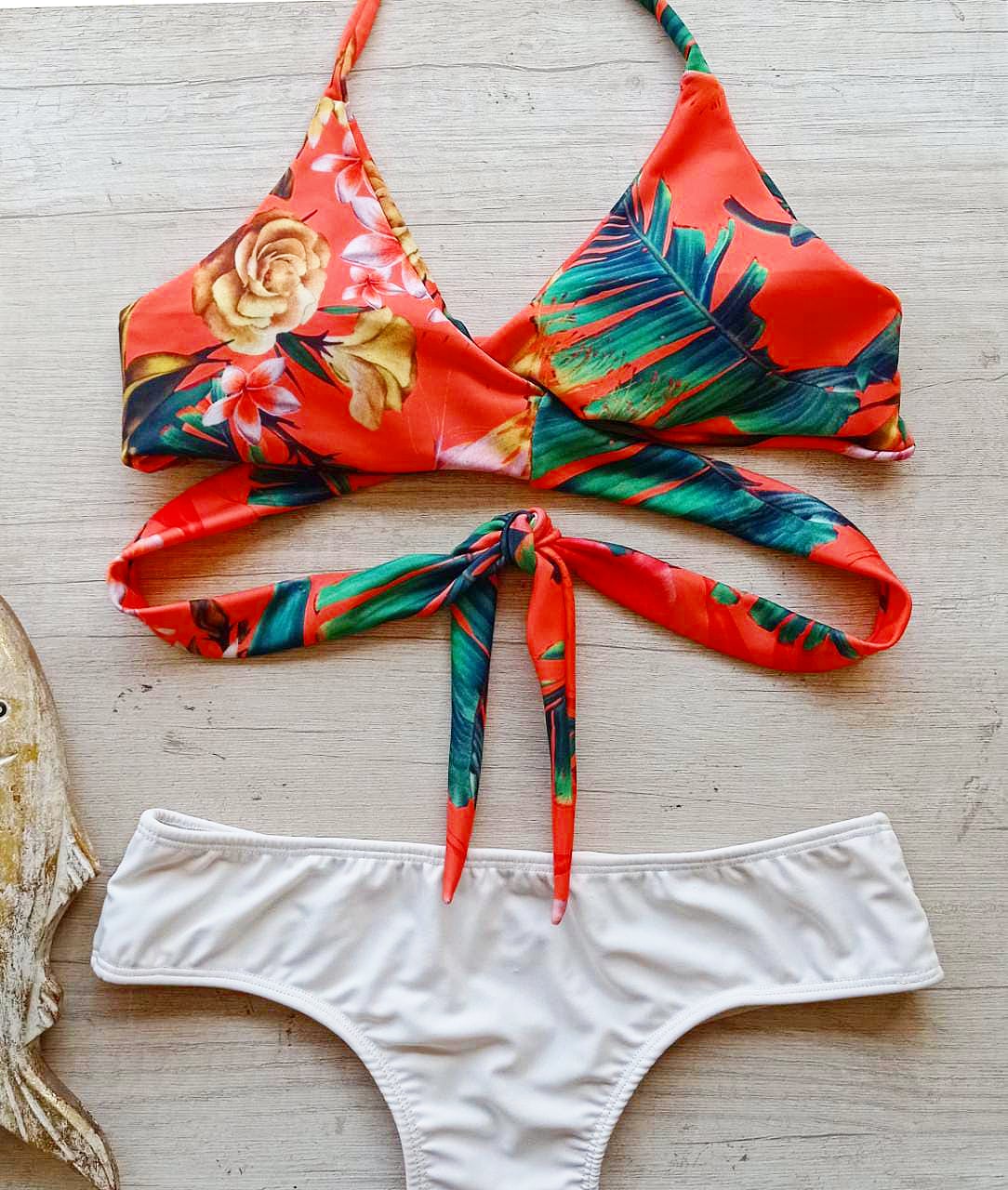 Bikini tropical crossed más calzón culotte blanco marfil