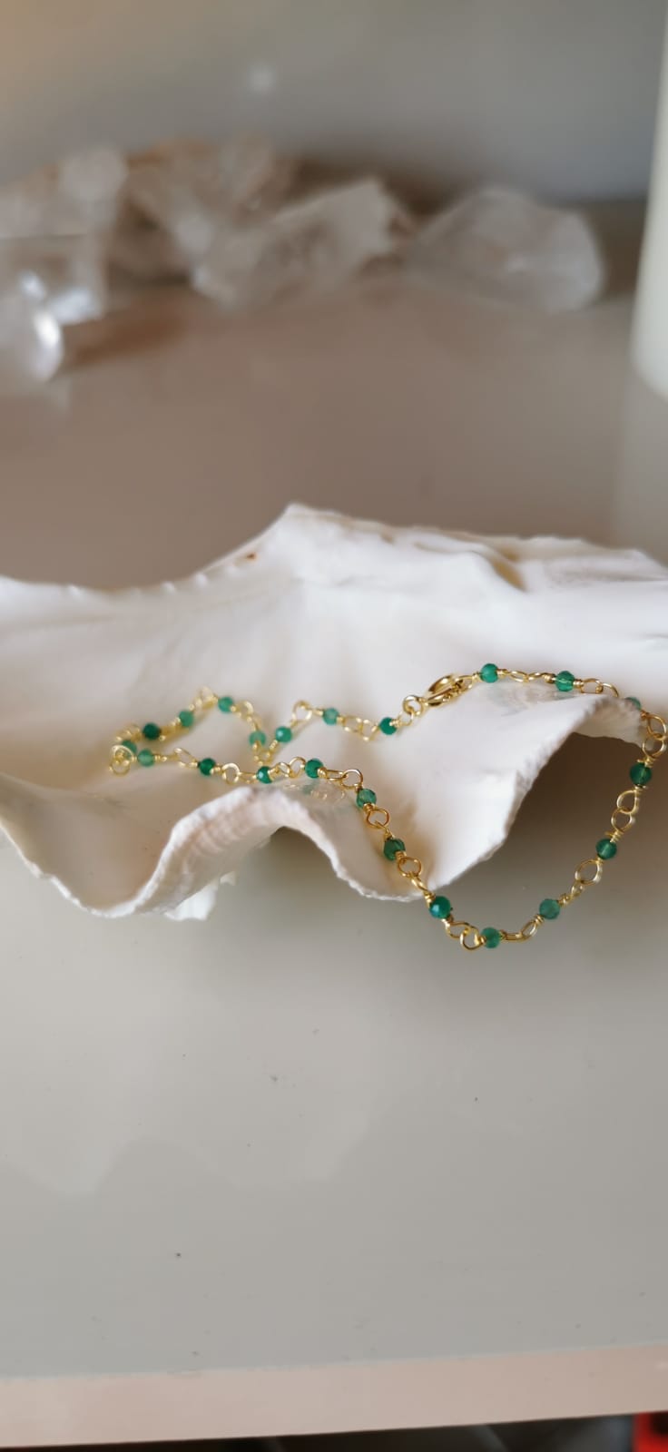 Tobillera Turquesa enchape oro 18k