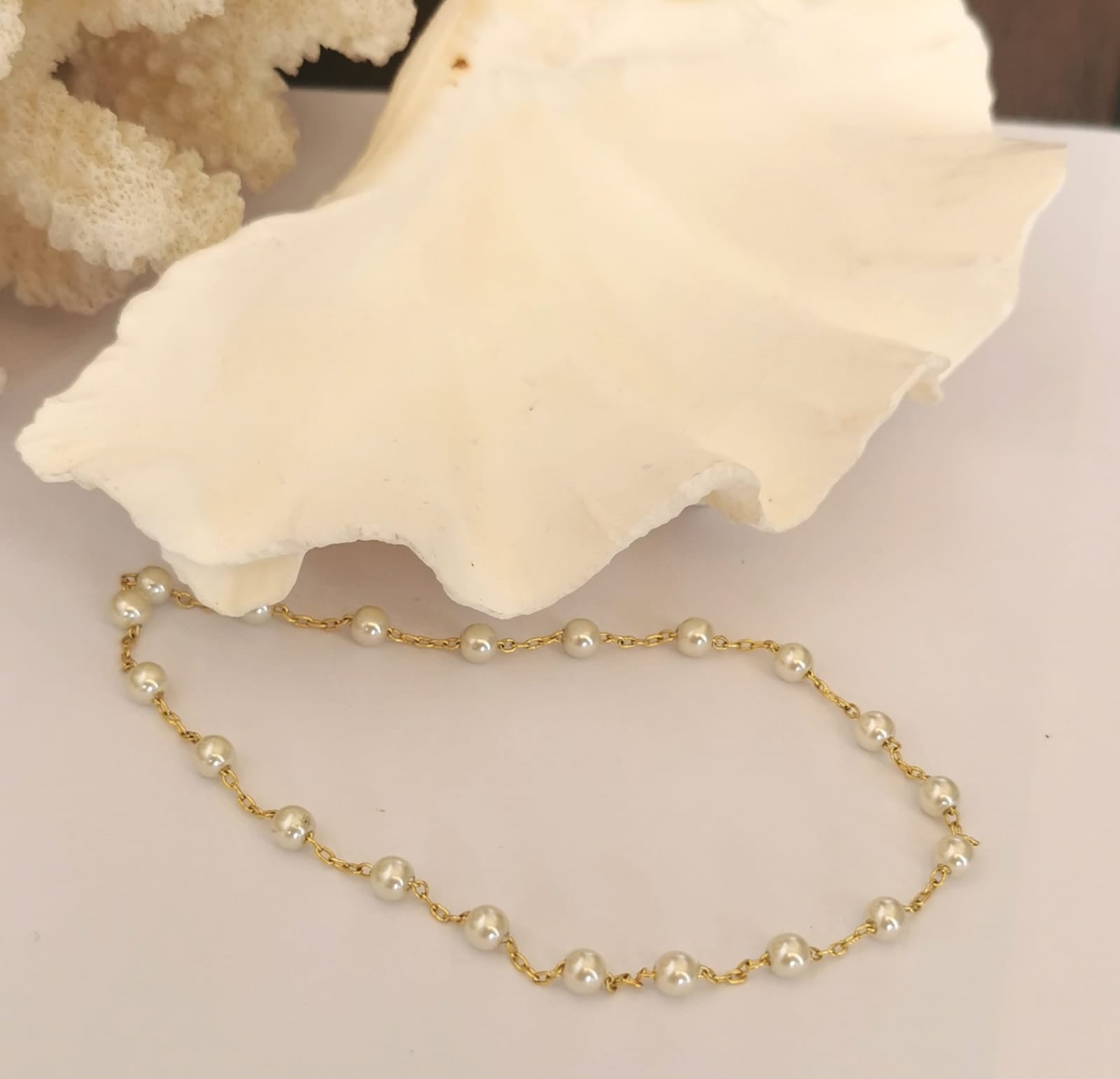 Tobillera Perla enchape oro 18k